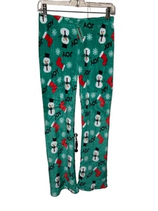 Forever Spoiled Christmas Joy Snowman Pajama Pants Size Medium Soft Fuzzy - Picture 1 of 2