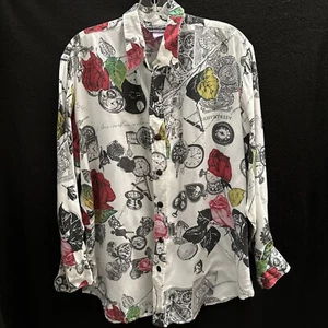 Camisa de Colección Años 80 Para Hombre Contempo Casuals Rosas con Botones de Rayo ~ Med (ver Medidas) - Imagen 1 de 8