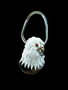 Sterling and Turquoise Eagle Head Key Ring - Navajo Handmade - Picture 1 of 3
