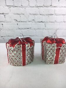 Set of 2 Mercury Glass Presents with Gift Bags by Valerie Christmas Home Decor