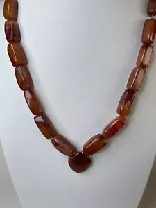 Antique Carnelian Agate Beads Rectangle W Rounded Corners Beautiful Old Stones - Picture 1 of 18