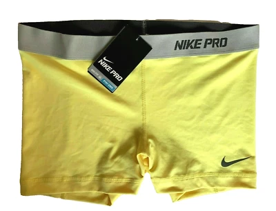 NEW! NIKE PRO [L] Women's 2.5'' Compression Yoga Shorts-Yellow/Grey 458653-734 - Image 1 of 3