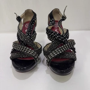 Sexy Jeffrey Campbell Ibizza Joya/Encadenado Estrás Correas Tacones Talla 7 - Imagen 1 de 17