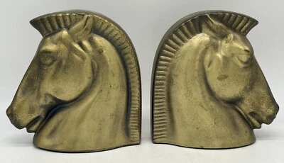 Sujetalibros vintage Art Deco oro cabeza caballo troyano Foto 1 de 4