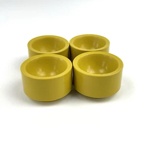 Eierbecher Set 4x | Gelb Kunststoff Retro Design | 70er Vintage Küchen Deko - Picture 1 of 7