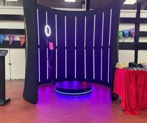 360° Fotobox Hintergrund Gehäuse mit 32 LEDs & Logo Anpassung für Party Hochzeit - Bild 1 von 6