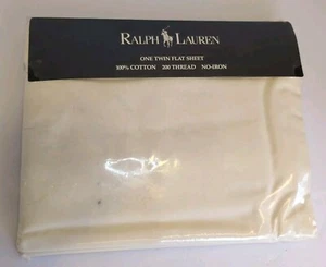 Vintage Ralph Lauren Avery Creme Twin Flaches Laken 100% Baumwolle 200 Fäden Bügelfrei - Bild 1 von 5