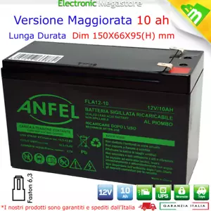 12V 9AH BATTERIA AL PIOMBO RICARICABILE CICLICA PER BICI ELETTRICHE 10AH - Foto 1 di 2