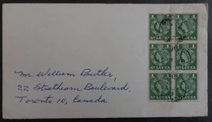 1969 St Lucia Cover ties 6 Stamps cd Grace-Toronto, Canada - Picture 1 of 2