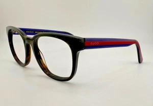 Gucci Authentic Acetate Eyeglasses Frames Brown Tortoise / Red / Blue 52-20-145 - Picture 1 of 17