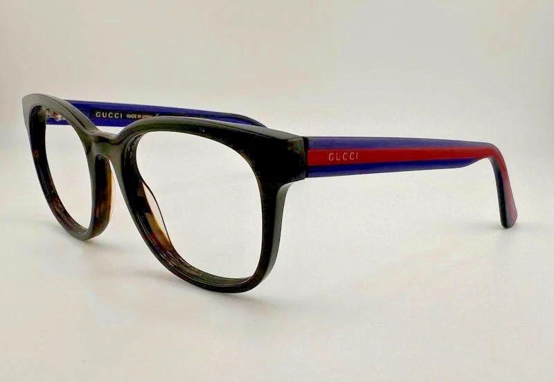 Armações de óculos de acetato Gucci autênticas marrom tartaruga / vermelho / azul 52-20-145 - Imagem 1 de 4