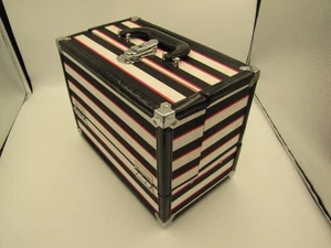 Caboodles Colorful Striped Train Case Stylist, Manicure, Make-Up, Jewelry Case - Picture 1 of 8