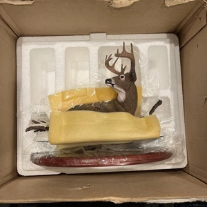 Danbury Mint WINTER STAG Whitetail Deer Sculpture Bob Travers Wood Base COA NRFB - Picture 1 of 6