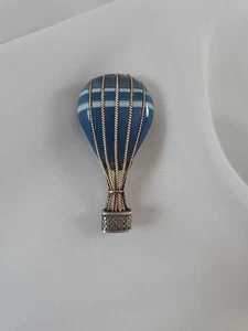 Hot Air Balloon Pin Richards WRE Sterling Silver & 14k Carved Banded Agate Gem - Picture 1 of 8