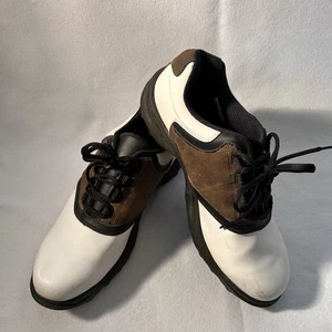 FJ Foot Joy Schuhe Herren 10,5 Saddle Golf Spikes 45516 braun weiß Leder - Bild 1 von 4