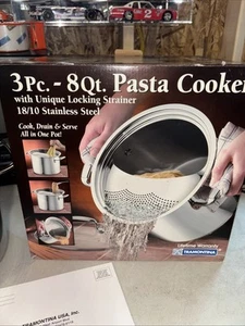 Olla de 8 cuartos de galón Tramontina con colador de cocina de pasta cesta de vapor y tapa de vidrio LNC - Imagen 1 de 6