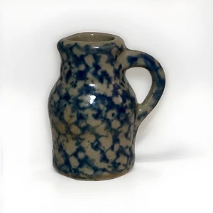 Beaumont Brothers Pottery BBP Salt Glaze Blue Sponge Mini Pitcher Vintage 1994 - Picture 1 of 6