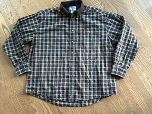Wrangler PBR Professional Bull Riding Western Button Up Shirt Plaid Beige Red - Picture 1 of 7