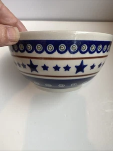 Servizio piatti ceramica polacca vintage Boleslawiec modello stelle e righe 6" - Foto 1 di 6