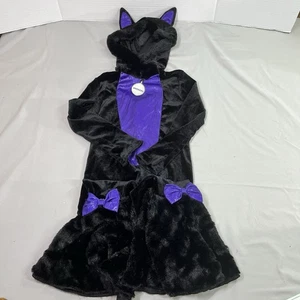 Spirit Black Cat Costume 2T Halloween Toddler Girls Whiskers Purple Bows - Picture 1 of 12