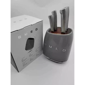 SMEG Juego de bloques de cuchillos de 7 piezas acero inoxidable color gris nuevo DHL EXPRESS - Imagen 1 de 4