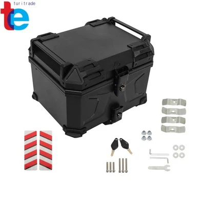 45L Motorcycle Waterproof Top Case Rear Tour Box with Security Lock Helmet Case - Image 1 of 4