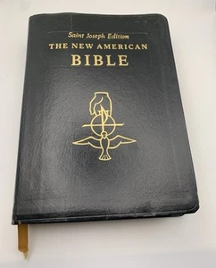 Saint Joseph Edition NEW AMERICAN BIBLE Black Large Type Catholic Leather Tabs - Picture 1 of 22