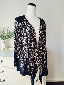 MOTTO Size 18 Women’s Leopard Print Open Waterfall Cardigan Made In Melbourne - Picture 1 of 12