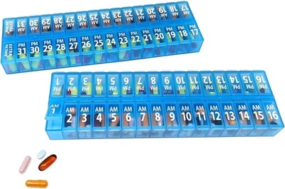 31 Day Twice-a-Day Monthly Pill Box Planner Set - AM & PM Medication Organizer - Image 1 of 4