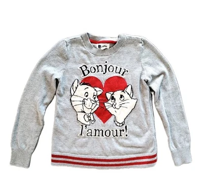 Disney Gap Aristocats Bonjour l’amour Sweater Girls Size Large (10) Gray  - Image 1 of 4