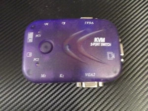 KVM 2 Port Switch, Purple, Used, - Photo 1/4