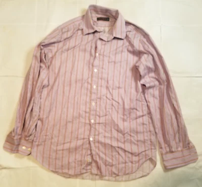 Etro Dress Shirt Mens 42 Pink White Red Striped Button Down Made In Italy - Image 1 of 4