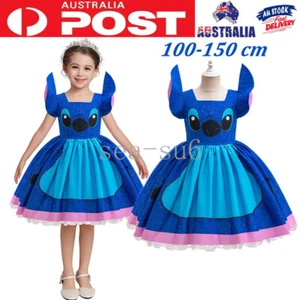 Kids Lilo & Stitch Costume Dress Girl Disney Stitch Fancy Dress Outfit Book Week - Picture 1 of 20