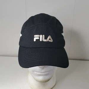 Fila Logo Sports Running Jogging Stretch Fit Hat Baseball Cap Spelled Out Black - Picture 1 of 8
