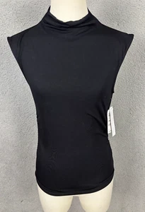 Bar III Side-Ruched Mock-Neck Sleeveless Top Light Weight Black Small NWT's. - Picture 1 of 12