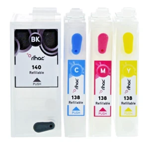 Rihac Refillable Cartridges for Epson 140 138 WF7520 WF7510 WF7010 WF845 WF840 - Picture 1 of 2