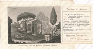 1833 CREMONA Tempio del Genio nel Giardino Picenardi Sommi Stampa antica - Foto 1 di 3