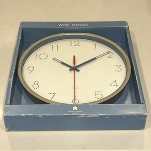 Michael Graves Analog 12" Wall Clock Blue White Perforated Arabic Numerals Satin - Picture 1 of 9