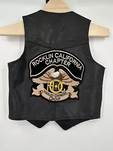 Chaleco de cuero negro Branded Garments para hombre parche Harley Davison negro frente a presión - Imagen 1 de 11