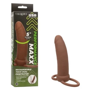 Cal Exotics Performance Maxx Rechargeable Thick Dual Penetrator Brown - DP Dong - Picture 1 of 10
