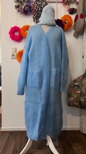 Weite Kuschel Strick Jacke hellblau mohair OneSize bis Gr. 44 - Bild 1 von 4