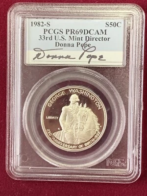 1982-S Washington Commemorative 50¢ PCGS PR69 DCAM w/ Donna Pope Signature - Image 1 of 4