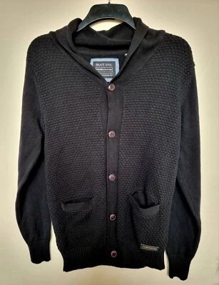 Brave Soul Mens Blue V-Neck cotton Cardigan Jumper Size M - Image 1 of 4