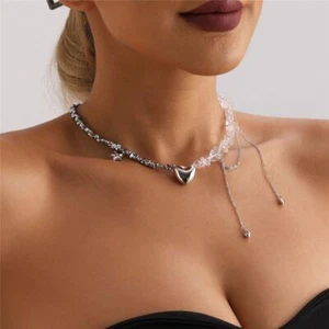 Luxury Crystal Beaded Necklace Irregular Jewelry Gift for Women - Picture 1 of 14