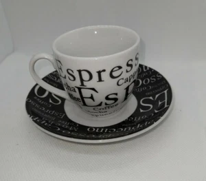 Gibson Everyday Espresso Cappuccino Demitasse Cup & Saucer Black & White - Picture 1 of 7