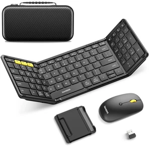 Foldable Keyboard and Mouse, Folding Bluetooth Keyboard Combo, 2.4G + BT5.0 x... - Picture 1 of 9