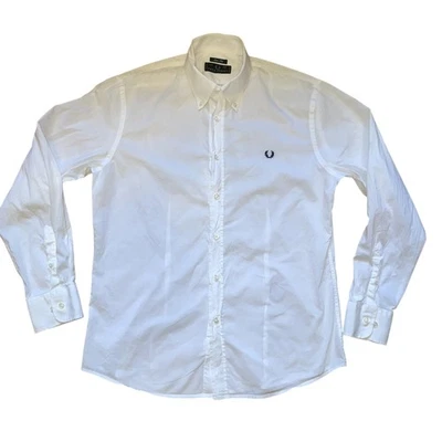 Camisa Fred Perry Para Hombre XL Blanca Calce Ajustado Con Botones Hecha en Italia Algodón Foto 1 de 4