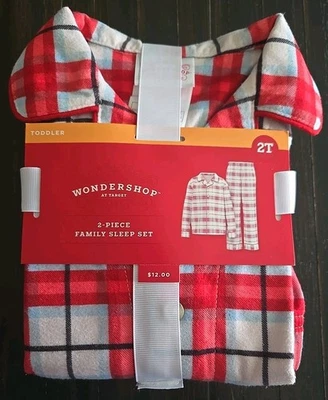 Wondershop Juego de Pijama de Navidad para Niños Pequeños Talla 2T Blanco a Cuadros Rojo Negro Azul Foto 1 de 4