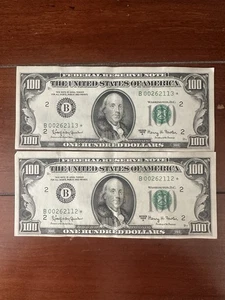Sequence 1963 Star Notes $100 Sequential Order *Note Pair $200 Face Value - Picture 1 of 8