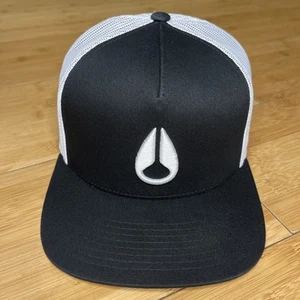 Nixon Black White A-Frame Trucker Mesh Snapback Hat Structured Cap Skate EUC VG - Picture 1 of 18